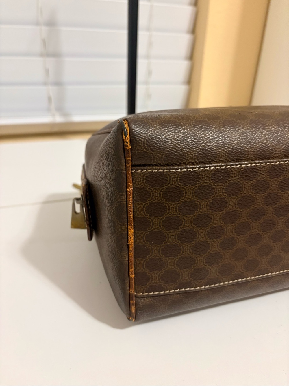 Celine Brown Satchel with Orange Scarf Detail - Picture 7 of 9